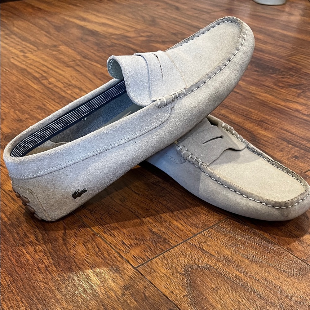 Lacoste Men's Light Gray Slip-On Loafers